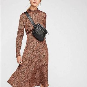 NWT Freepeople Loveless Leopard Printed Midi Dress